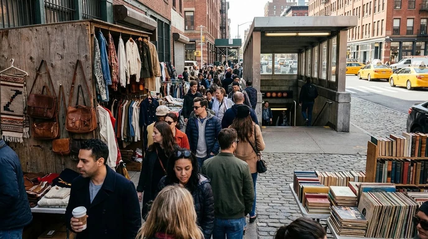 Cover scene for Sunday Flea Market Routes With Coffee and Minimal Backtracking