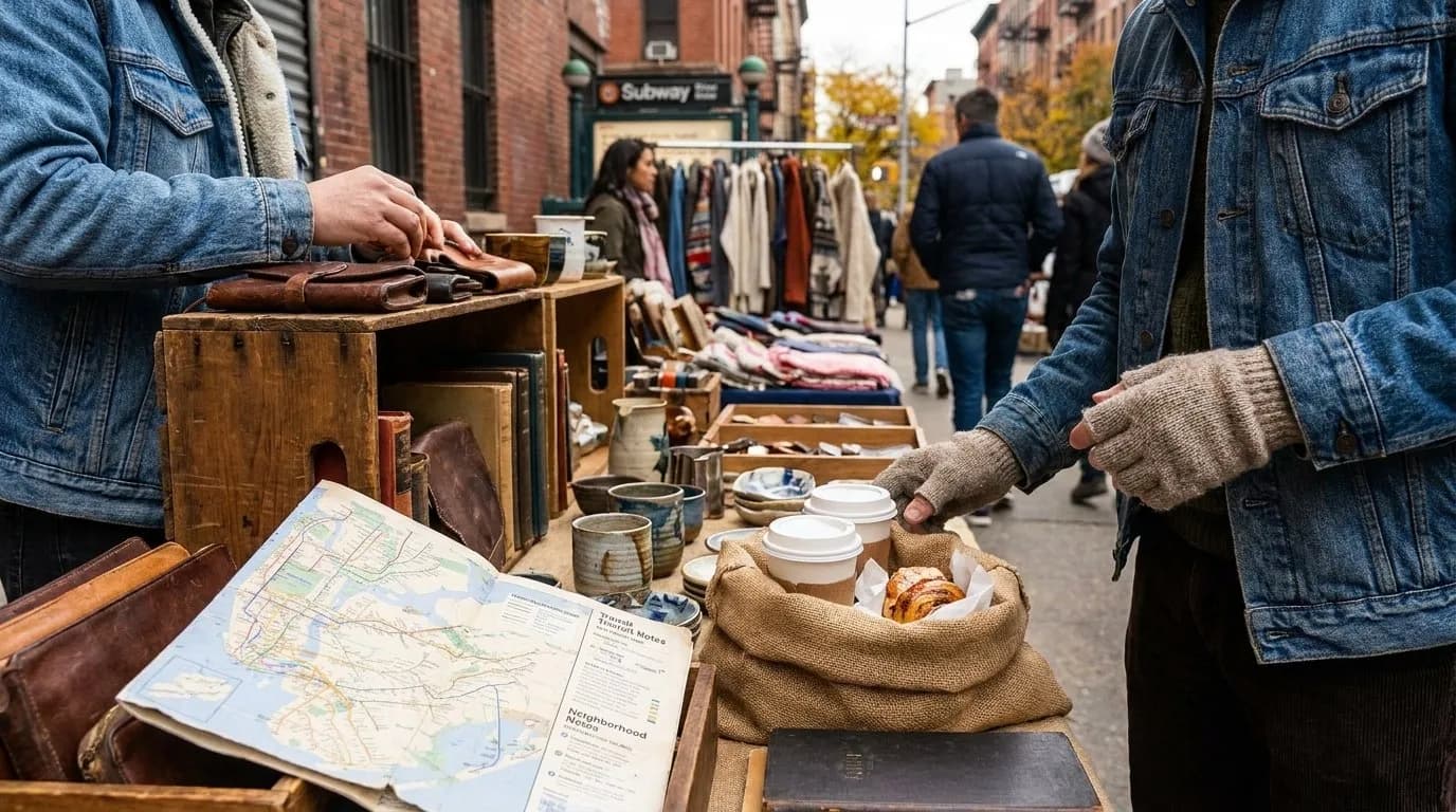 Editorial NYC detail for Sunday Flea Market Routes With Coffee and Minimal Backtracking