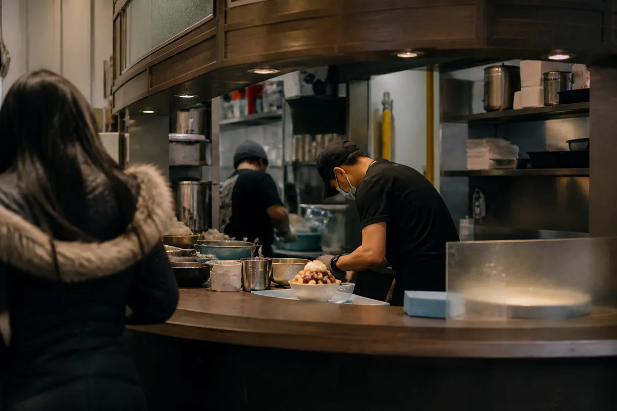 NYC experience scene for Sweet Moment in Chinatown: Bingsu and Espresso When the Heat Makes Dinner Feel Too Heavy
