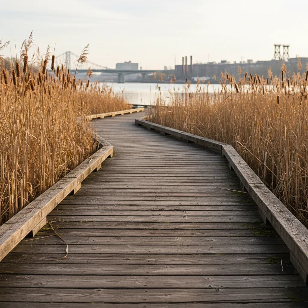 Editorial-style detail scene for Swindler Cove Park in New York.