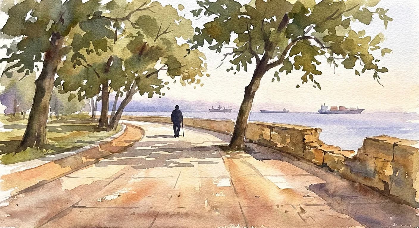 The coastal promenade at East Coast Park, Singapore, lined with sea almond trees