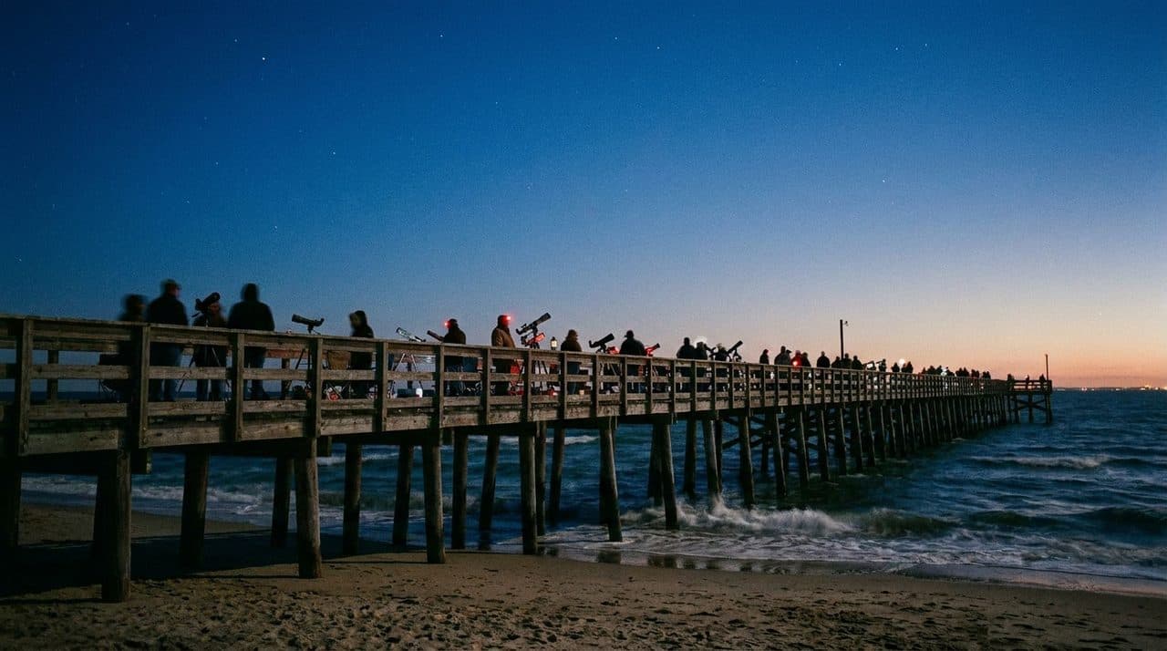 The Amateur Astronomy Club That Meets on a Pier When the Sky Cooperates - scene