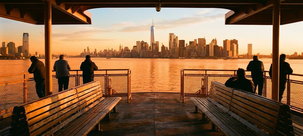 The Back Deck of the Staten Island Ferry at Golden Hour, Free and Unobstructed - cover image