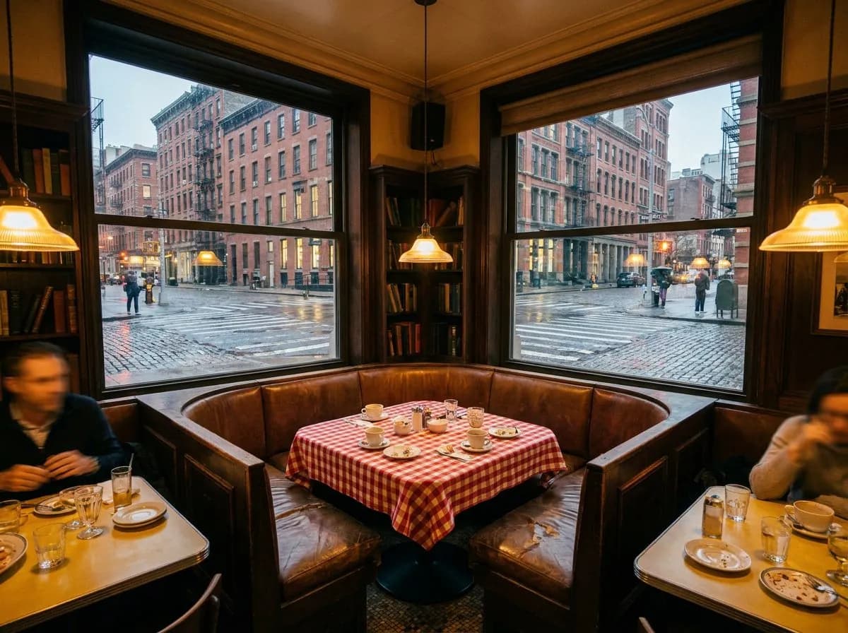 The corner booth at Peter's Since that looks out on the same intersection since 1969