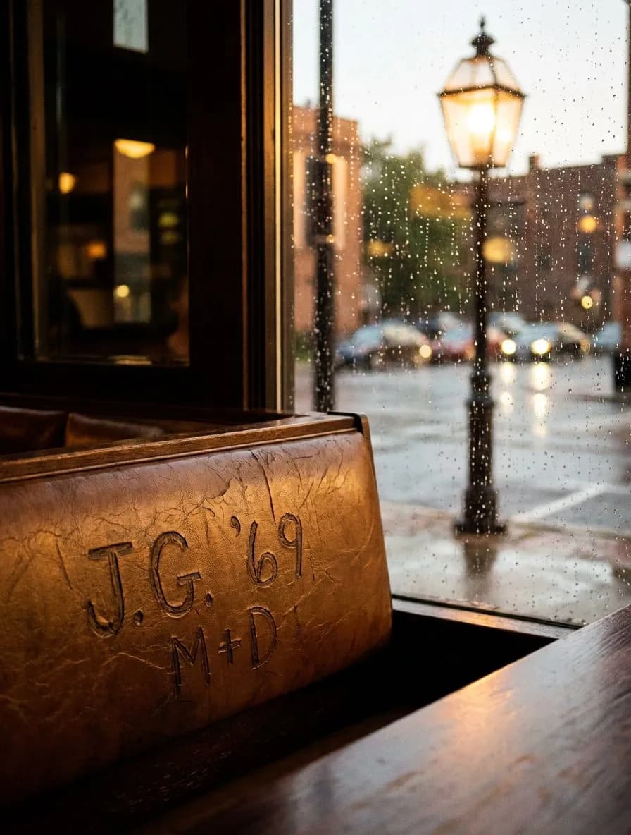 The corner booth at Peter's Since that looks out on the same intersection since 1969