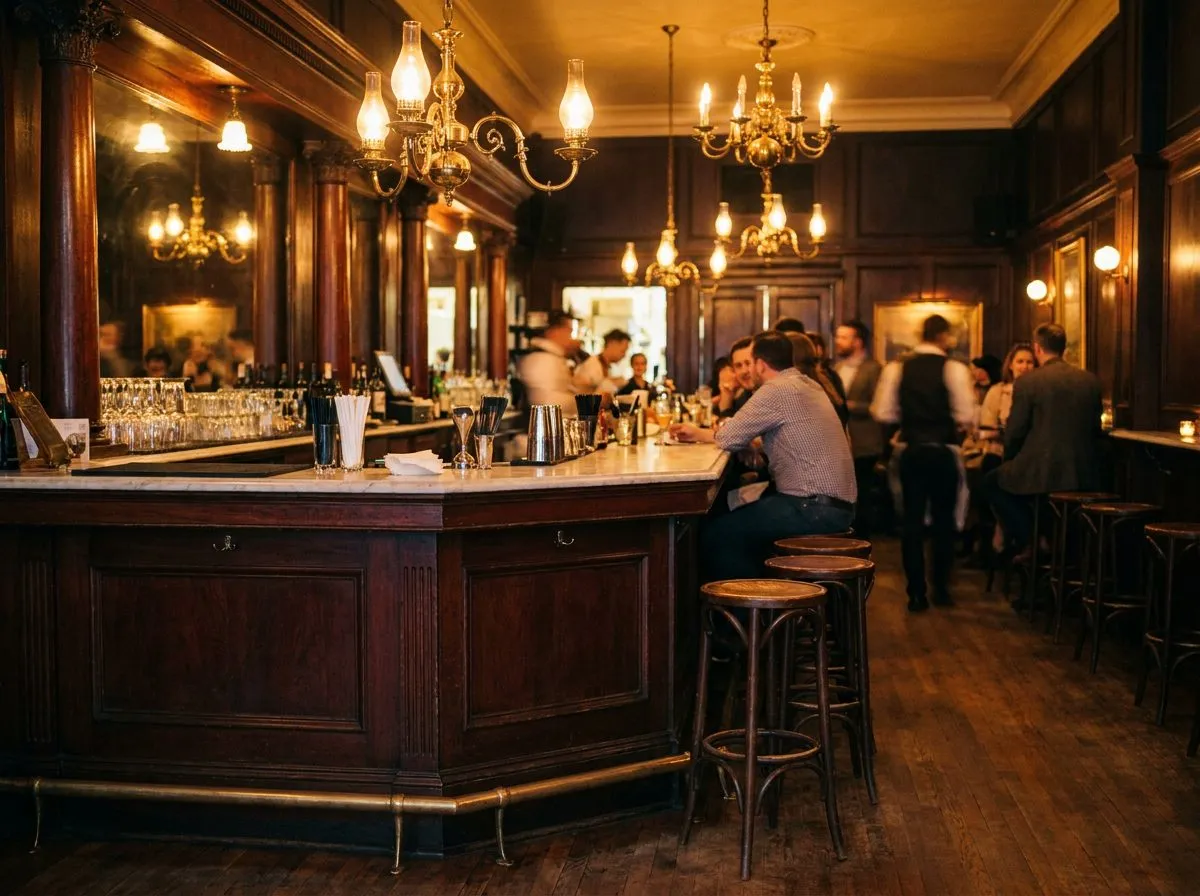 The corner stool at Gage & Tollner where gaslight still means gaslight