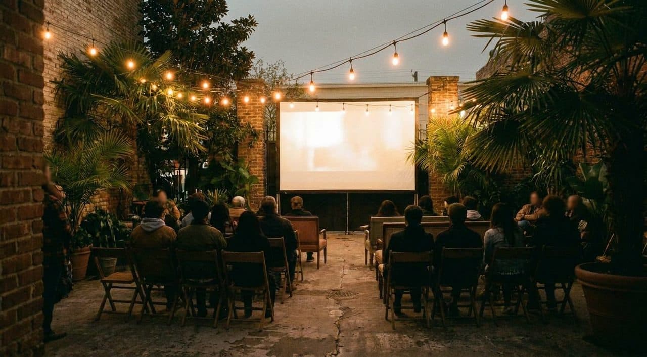 The Cultural Center Courtyard That Becomes a Dual-Language Watch Party - scene