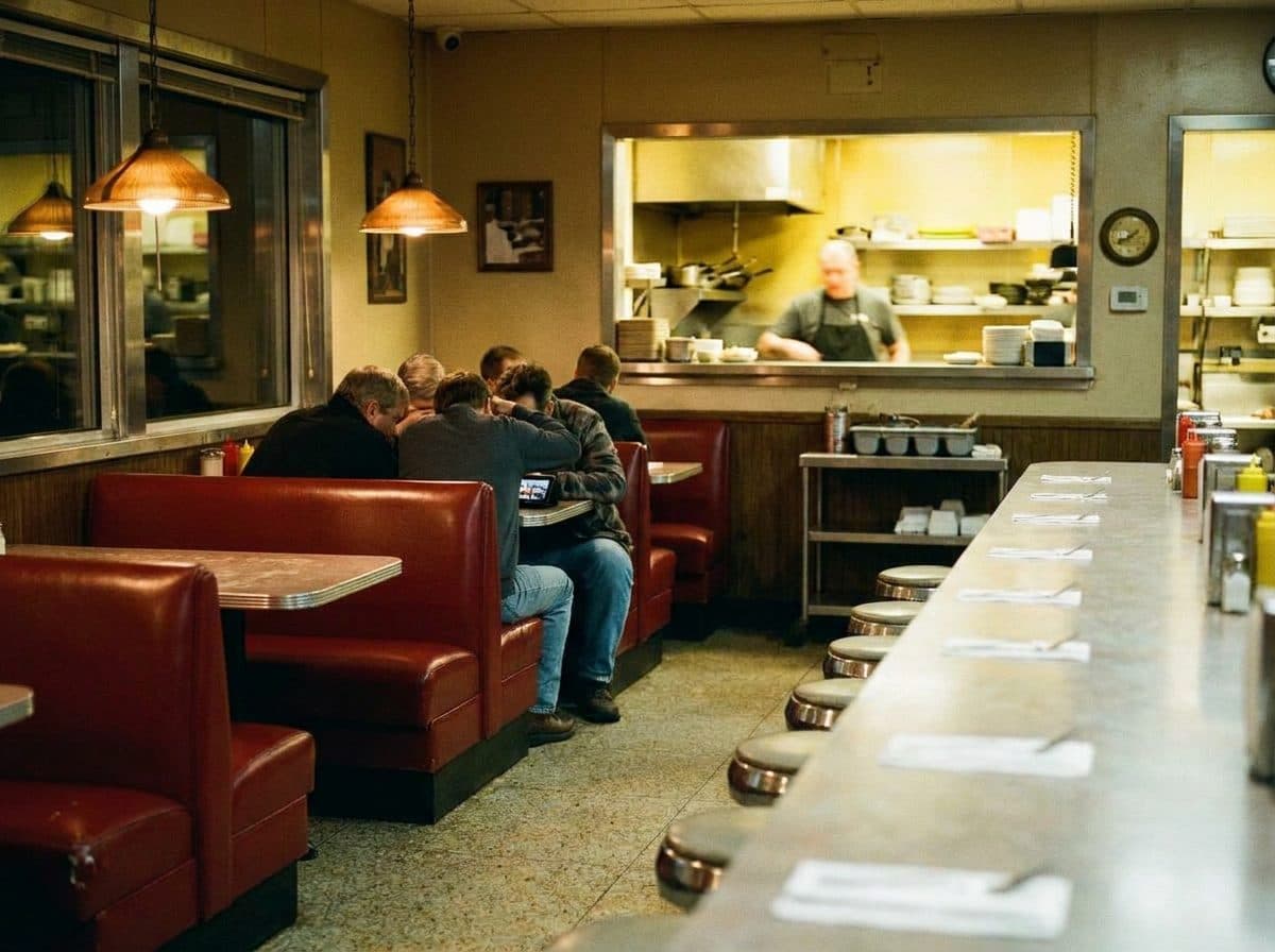 The Diner Booth Where Regulars Livestream Announcements Together - scene