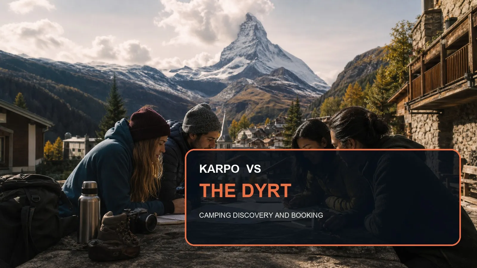 Karpo versus The Dyrt in a photorealistic editorial comparison.