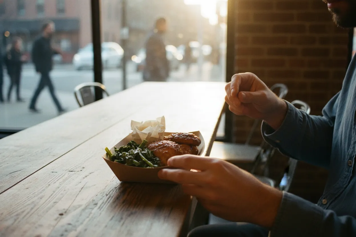 NYC experience scene for The Fly in Bed-Stuy for a Roast-Chicken Bar Dinner When Dating Feels Loud