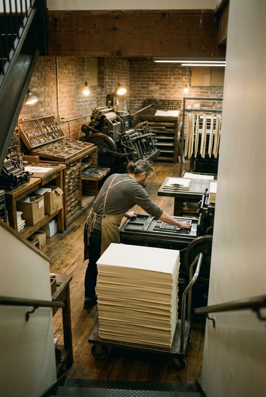 The Letterpress Studio That Prints Cryptic Five-Letter Broadsides - scene