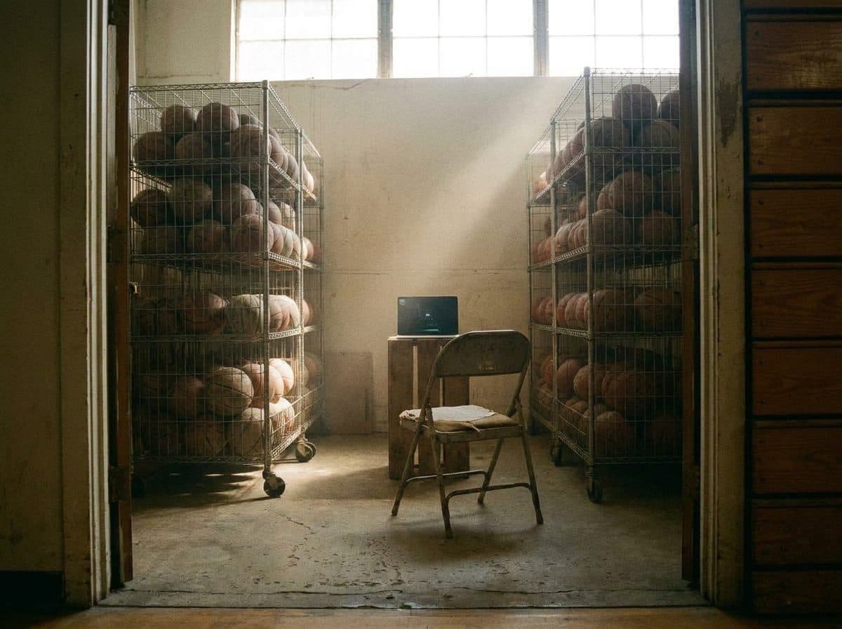 The Shrine to Vintage Basketballs That Streams Storm vs Aces - scene