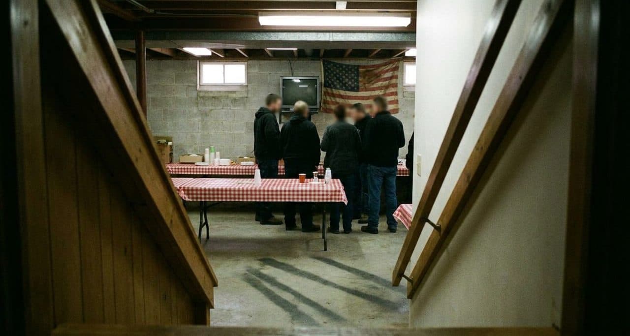 The Social Club Basement Where Rival Flags Hang Side by Side for One Match - scene