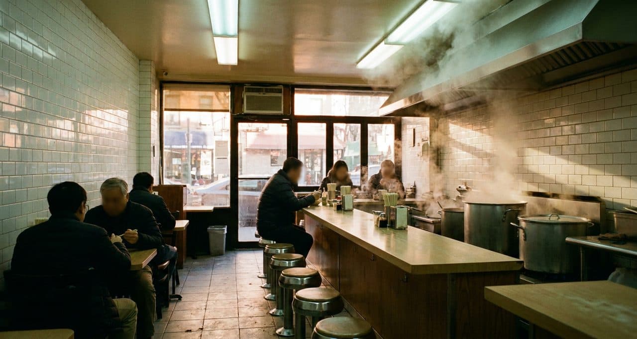 The Solo Counter Seat at a Chinatown Noodle Shop When the Steam Clears at Two - cover image