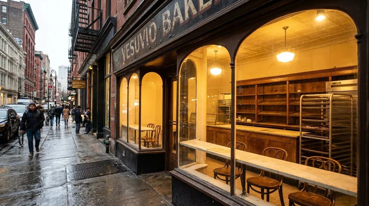 The window counter at Vesuvio Bakery that sells nothing but still opens