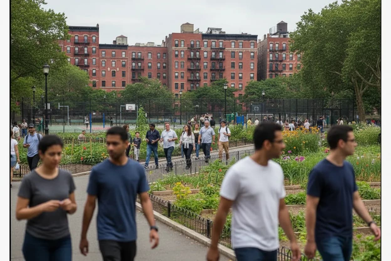 NYC experience scene for Thomas Jefferson Park Track Laps Before the East Harlem Day Heats Up