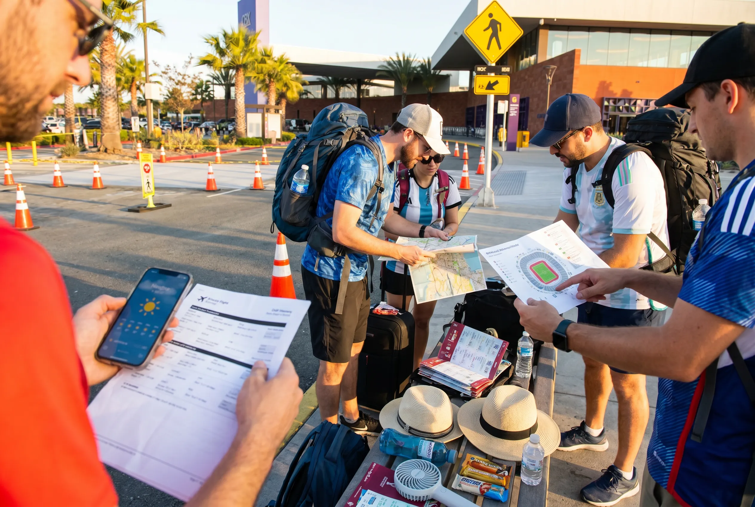 A bright practical scene for tijuana world cup travel flights border and match planning.