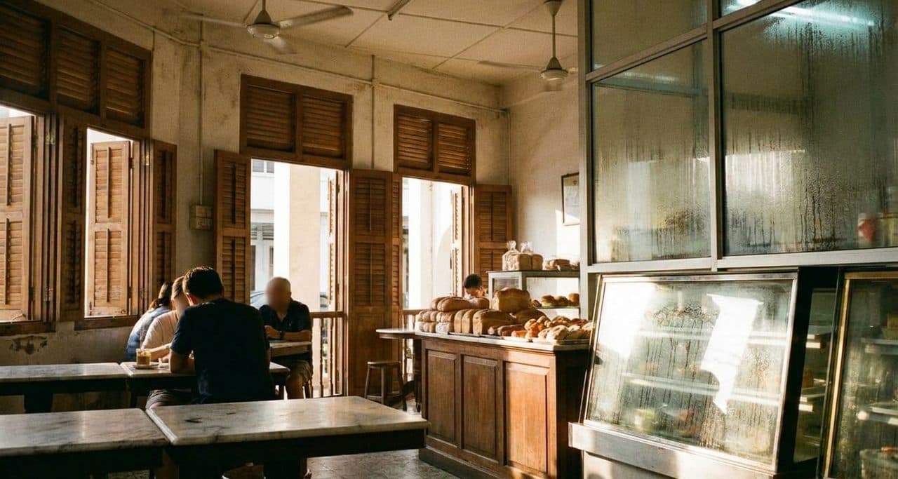 Tiong Bahru in Singapore Before 8am, Kaya Toast and Art Deco Blocks in Early Light - scene