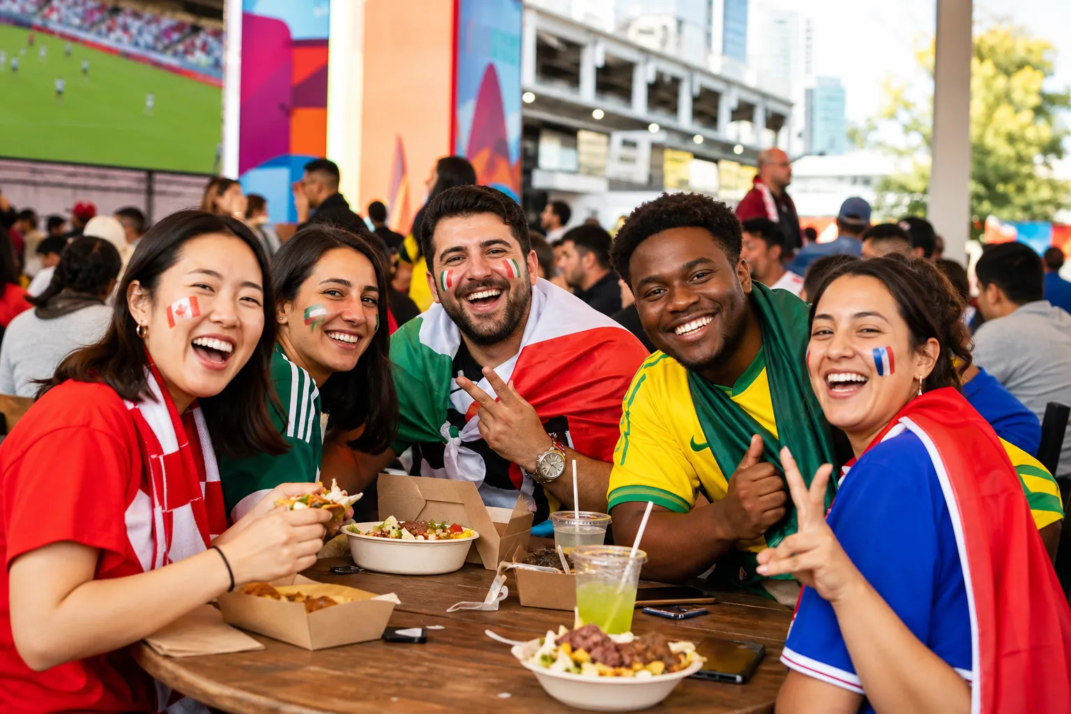 Toronto fans using a post-match wait or food stop as part of the route