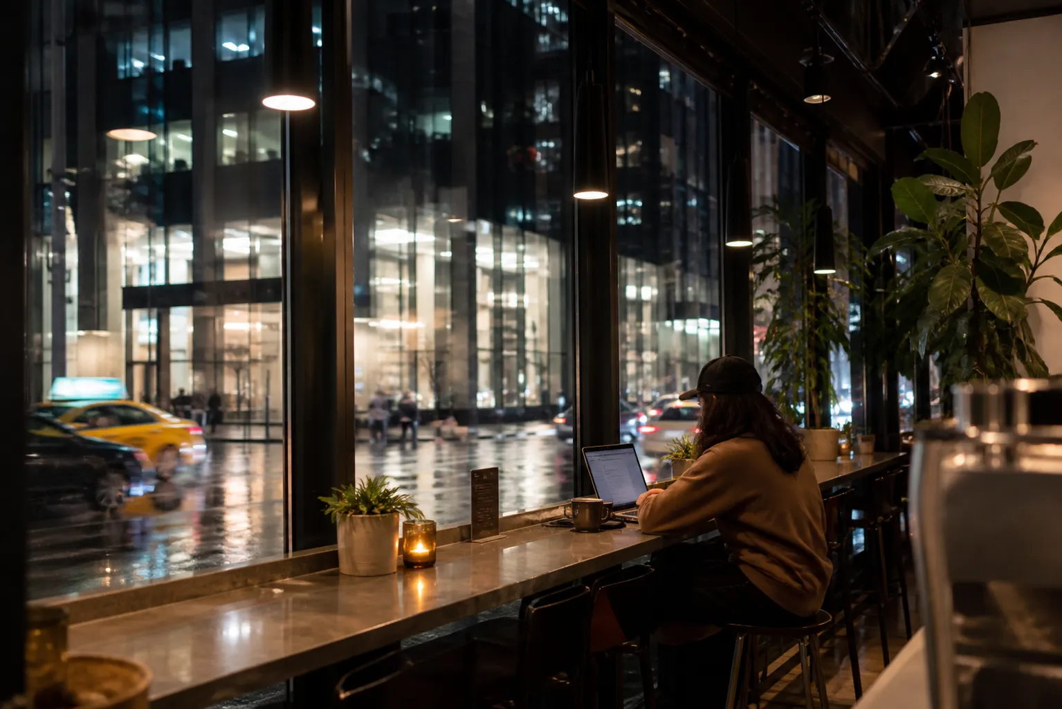 Cover image for Movie Theater: Late-Night NYC Cafés Where You Can Actually Work On A Laptop in NYC.