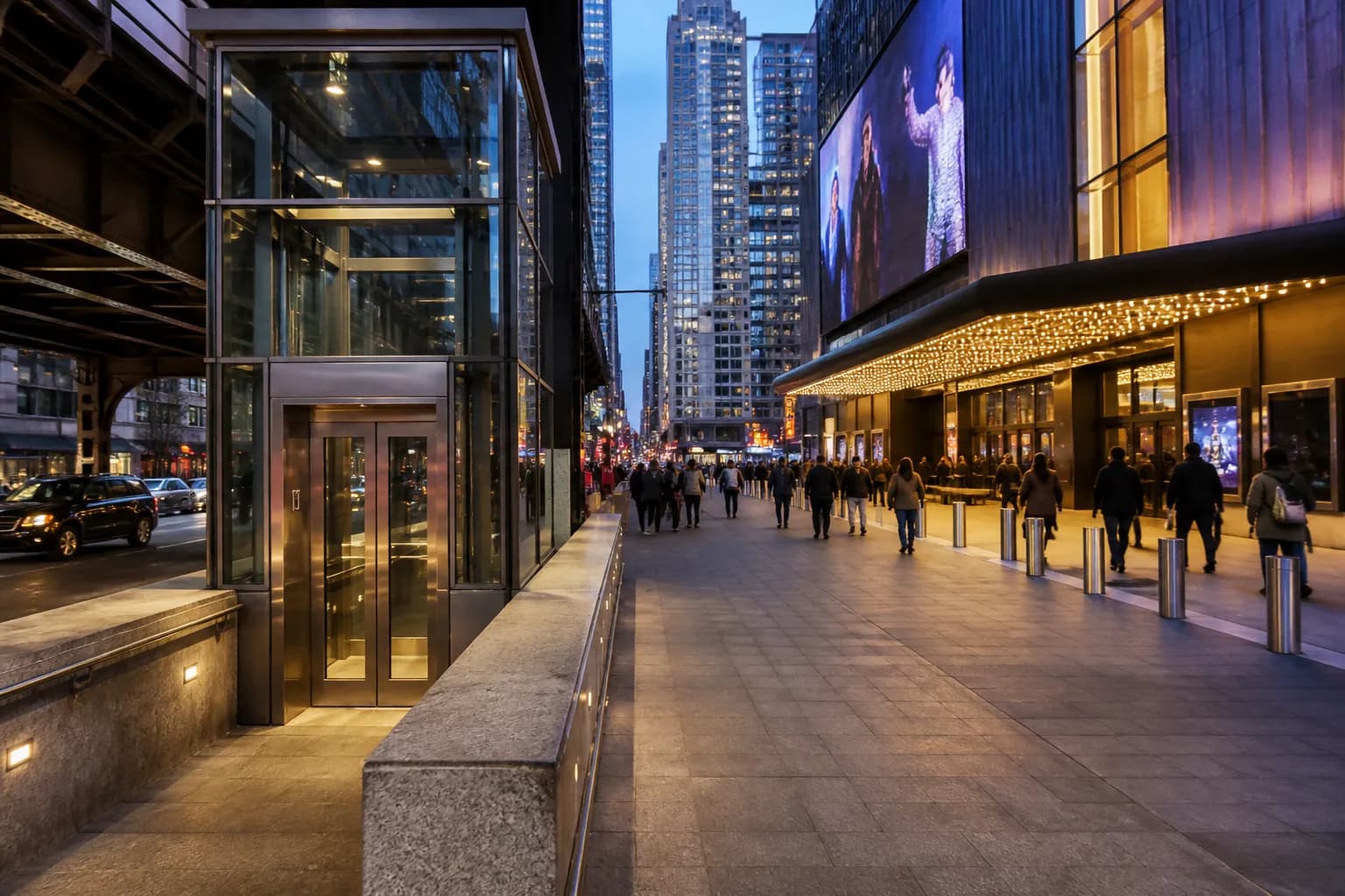Local NYC scene for Movie Theater: NYC The Accessible Broadway Guide: Entrances, Seating, Captioning And Restrooms.