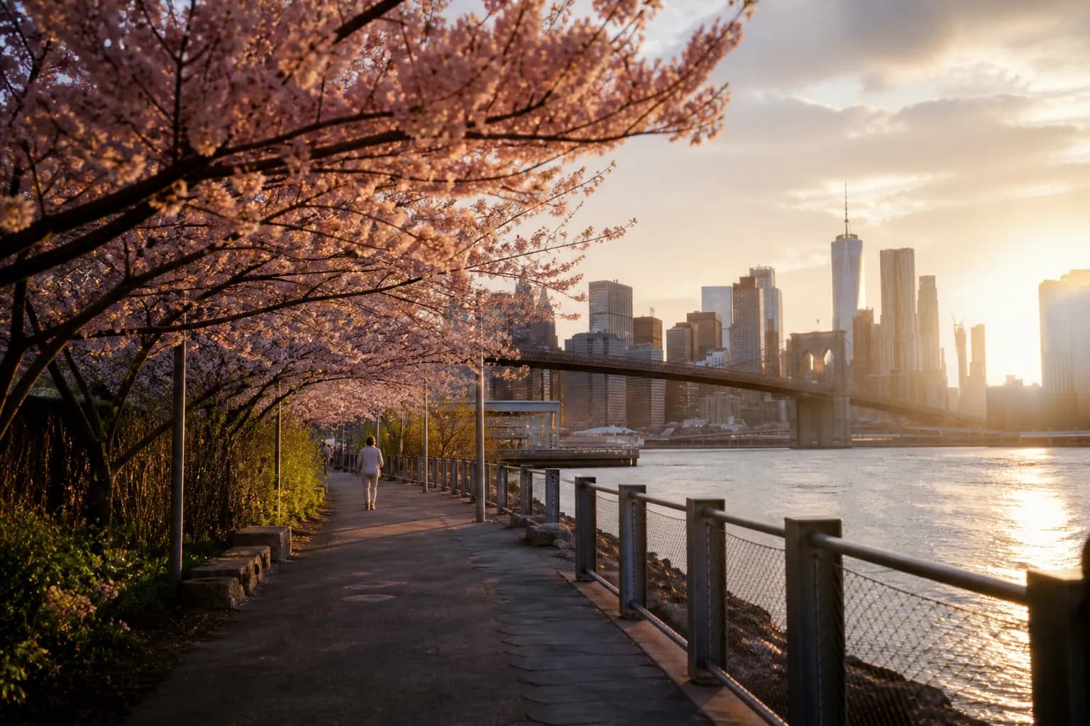 Local NYC scene for Movie Theater: NYC Weekday Cherry-Blossom Route Designed To Avoid Crowds.