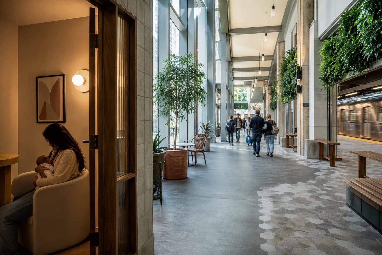 Local NYC scene for Restaurant Chain: Public Lactation Rooms And Breastfeeding-Friendly Spaces In NYC.