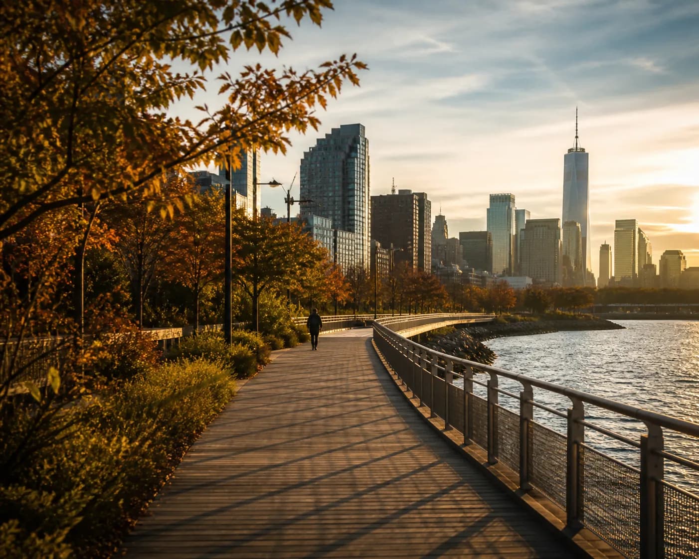 Local NYC scene for Weather Heat Wave: Low-Crowd Fall Foliage Route Through NYC Parks.