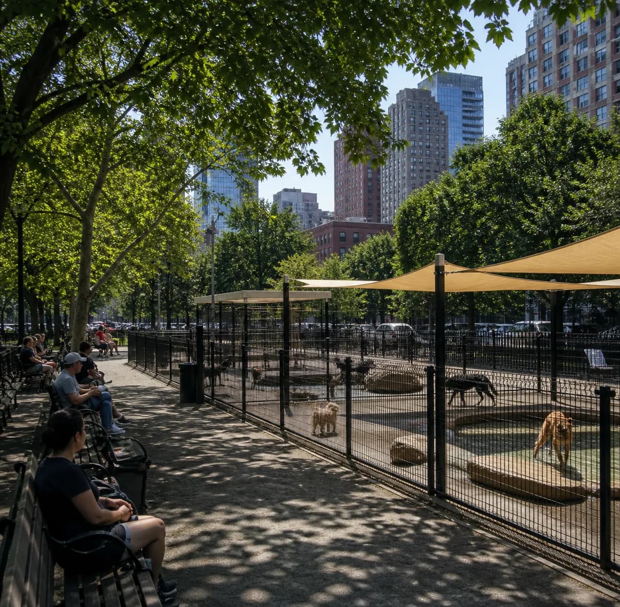 Cover image for Weather Heat Wave: NYC Dog Runs With Shade, Water And Separate Small-Dog Areas in NYC.