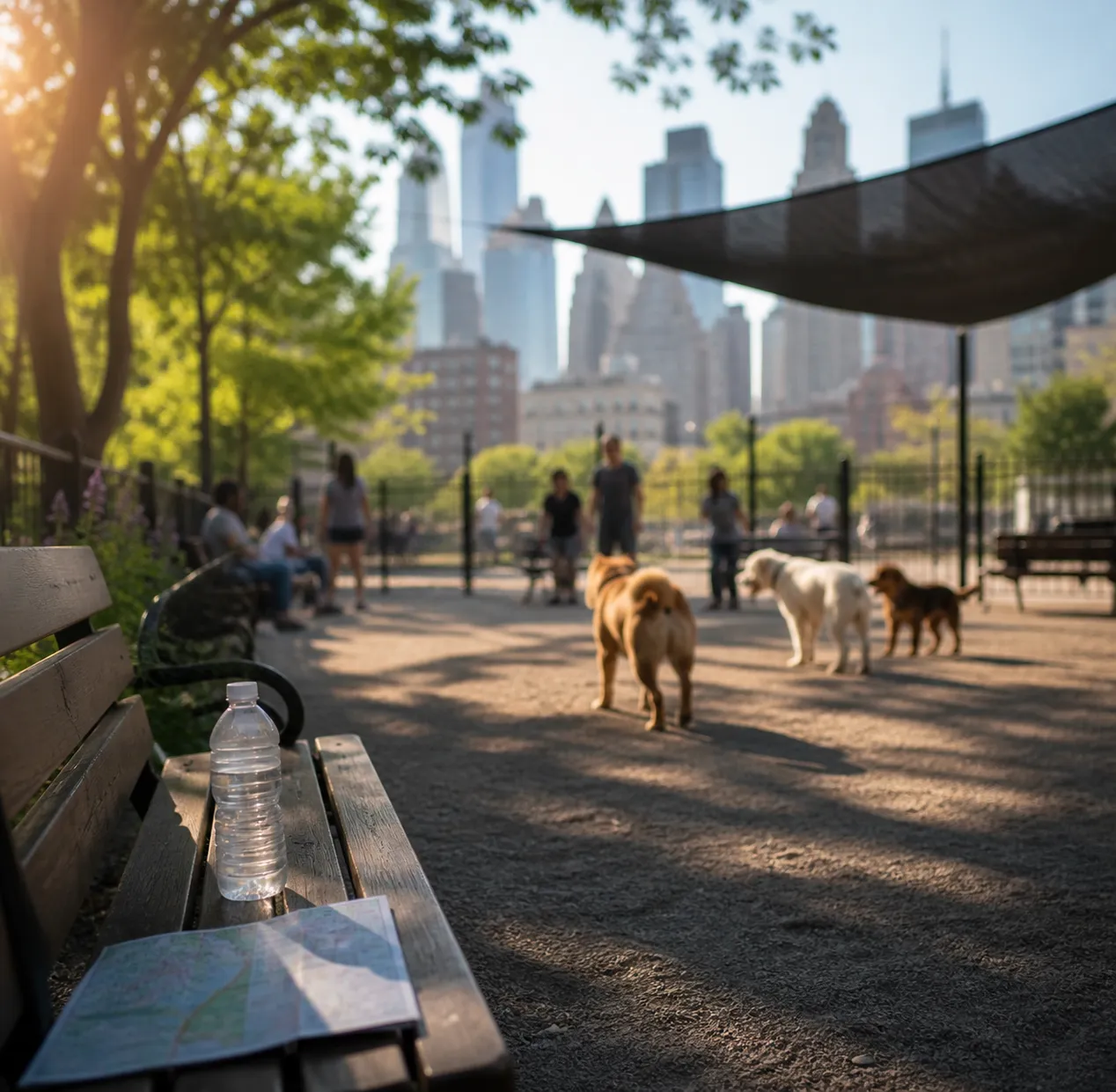 Inline image for Weather Heat Wave: NYC Dog Runs With Shade, Water And Separate Small-Dog Areas in NYC.
