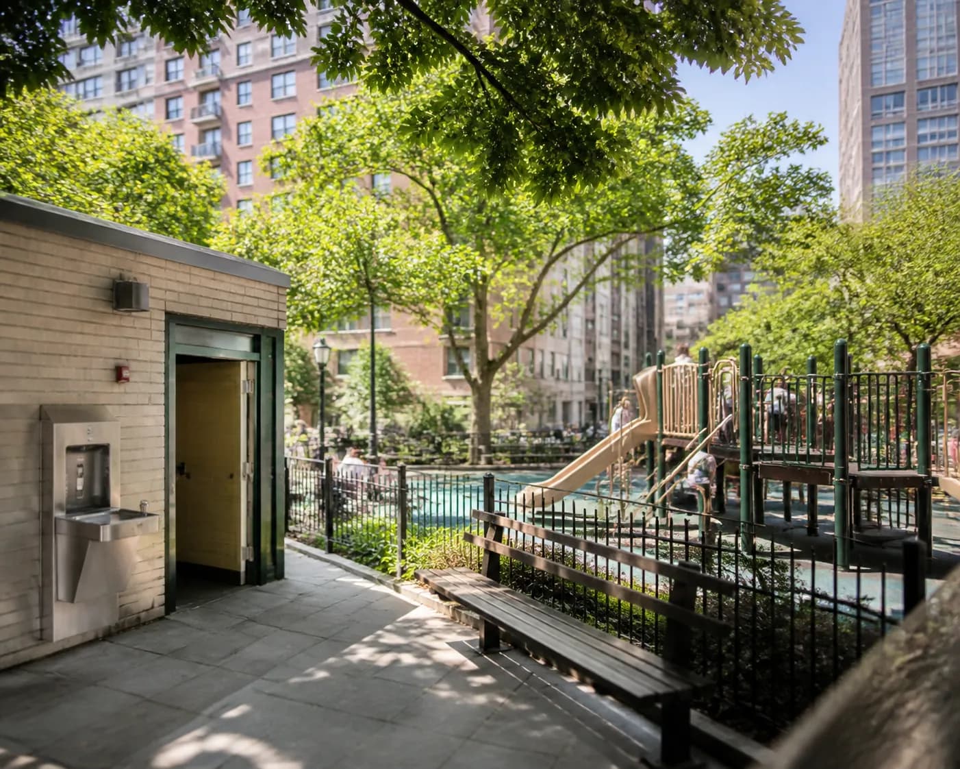 Cover image for Weather Heat Wave: NYC Playgrounds With Bathrooms, Shade And Nearby Coffee in NYC.