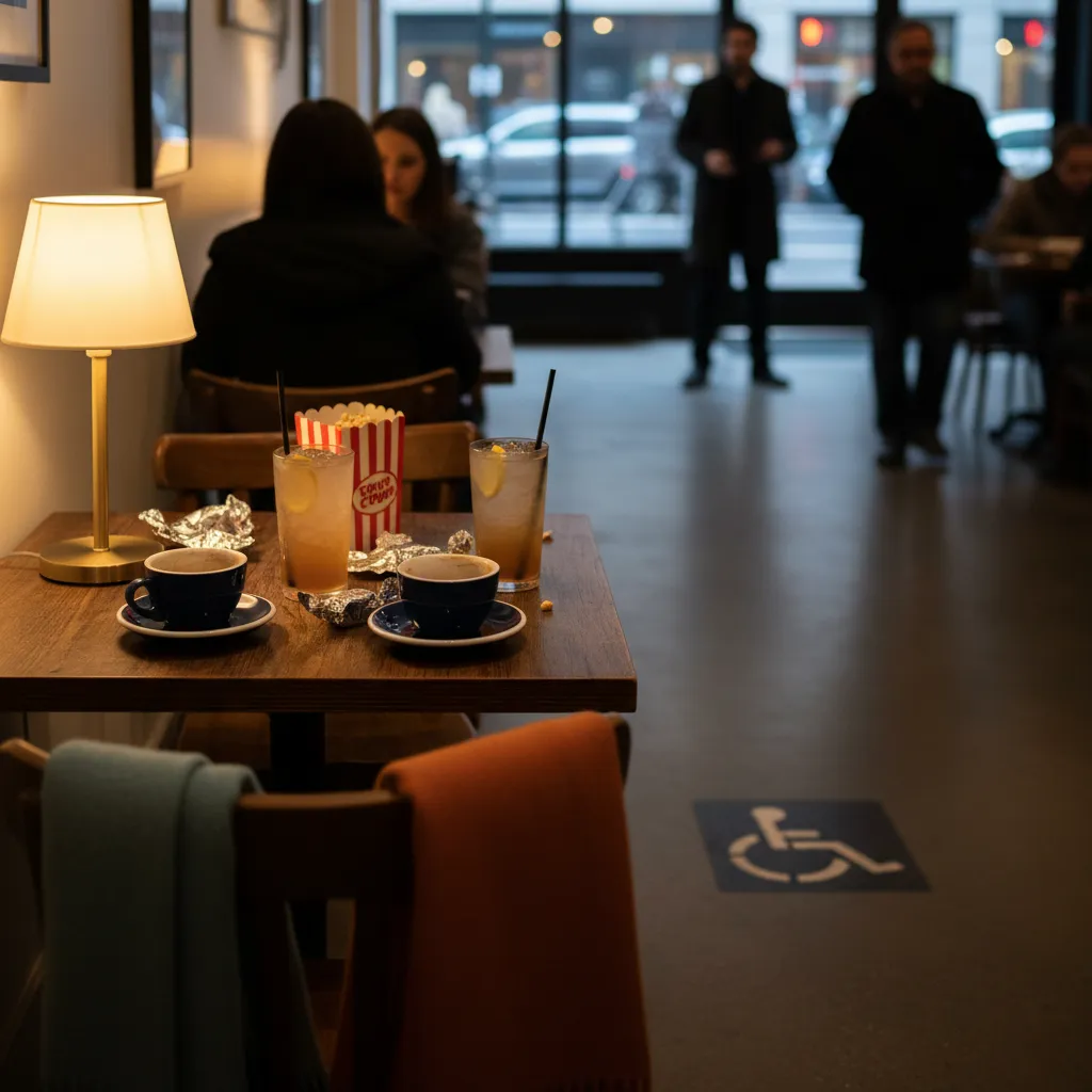 A quiet non-alcoholic cafe stop near a NYC movie theater.
