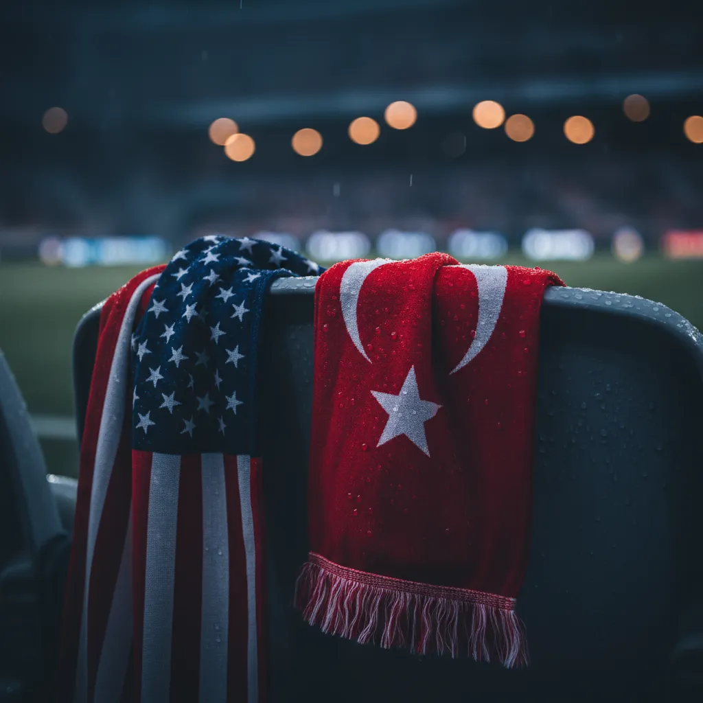 SoFi Stadium in Los Angeles illuminated at night during the Turkey vs USA World Cup 2026 match
