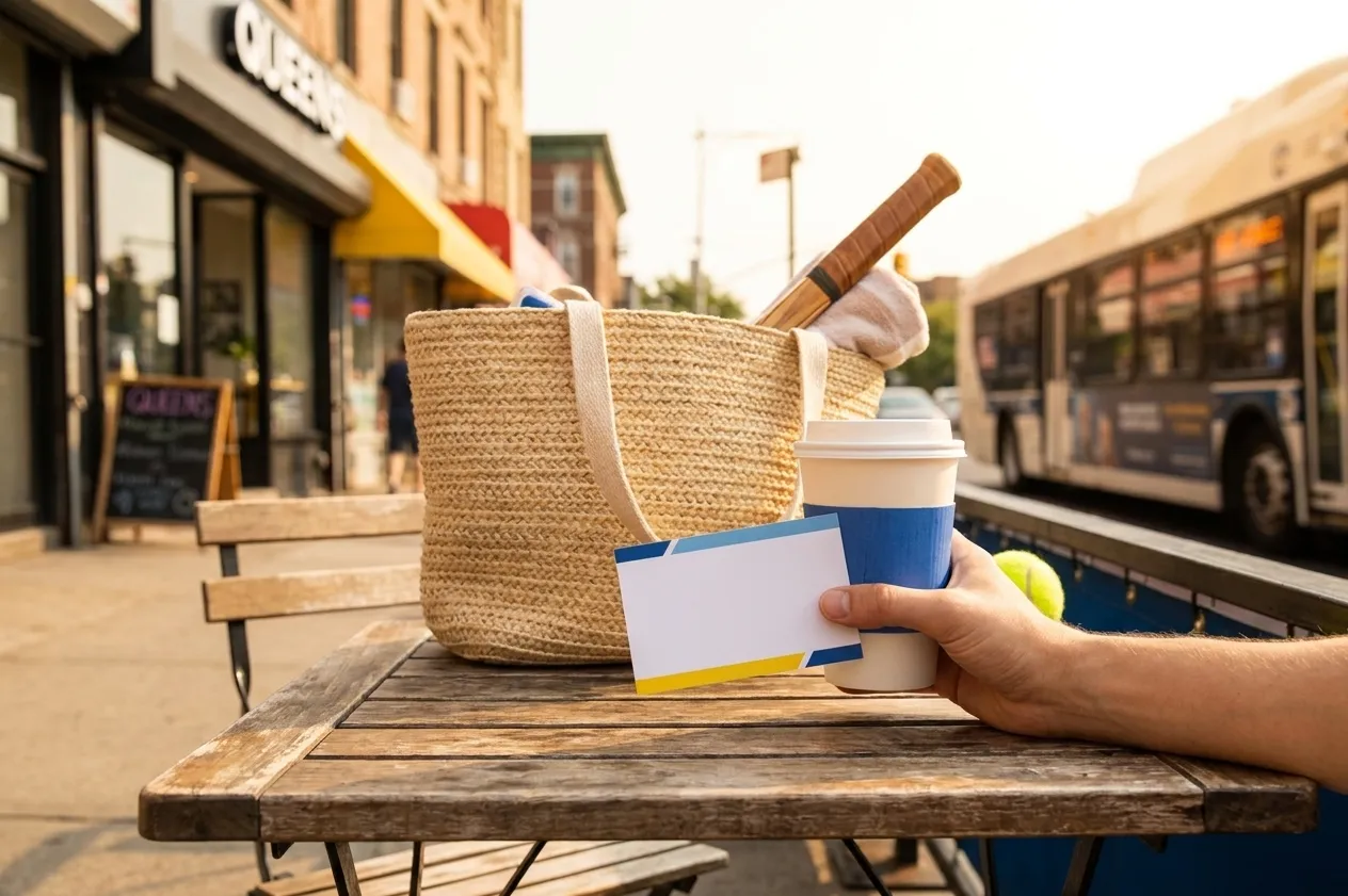 Bright Queens local-life detail for Lucy Davis Guide For US Open 2026 Coffee Route.