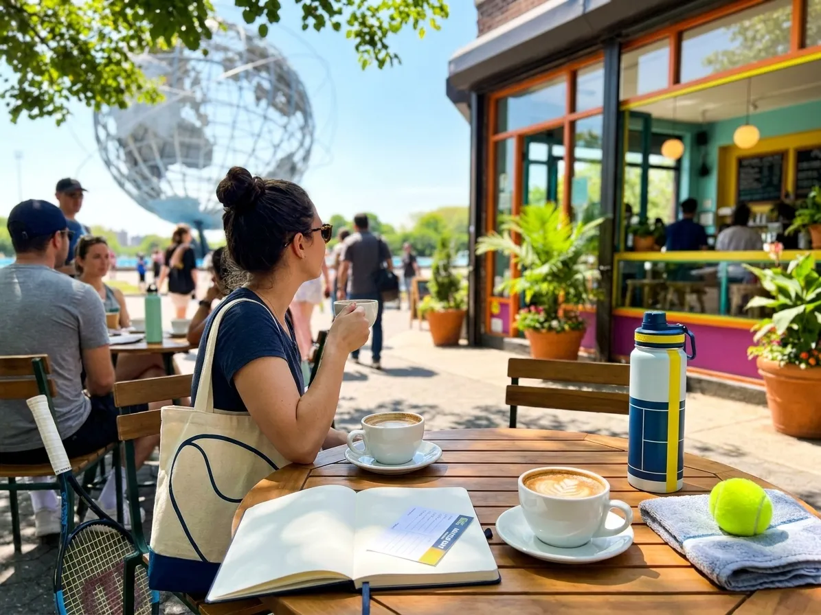 Bright Queens local-life detail for Lucy Davis Guide For US Open 2026 Coffee Route.