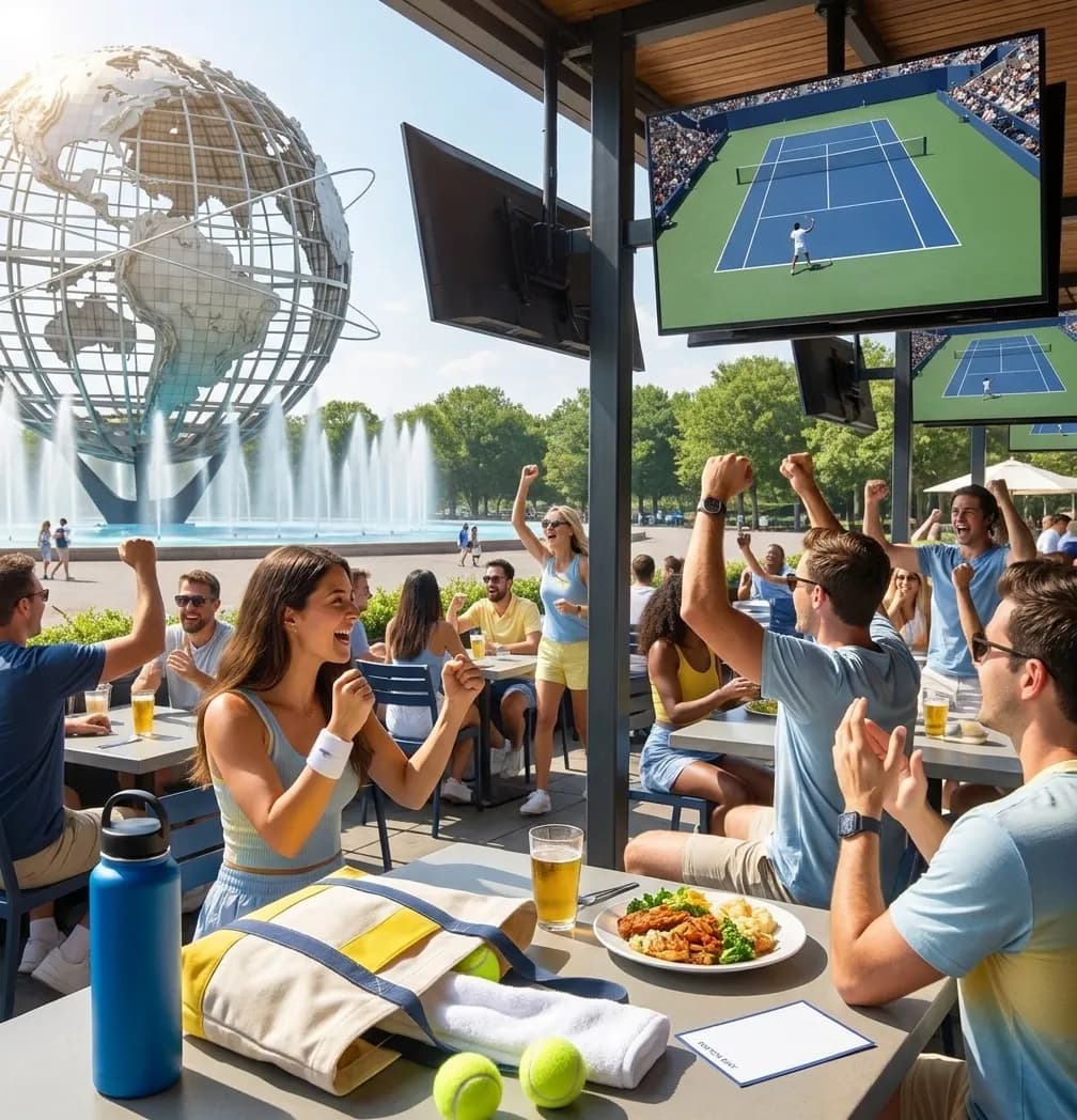 Bright Queens local-life detail for Viktorija Golubic Upset-Watch Bars During US Open 2026.