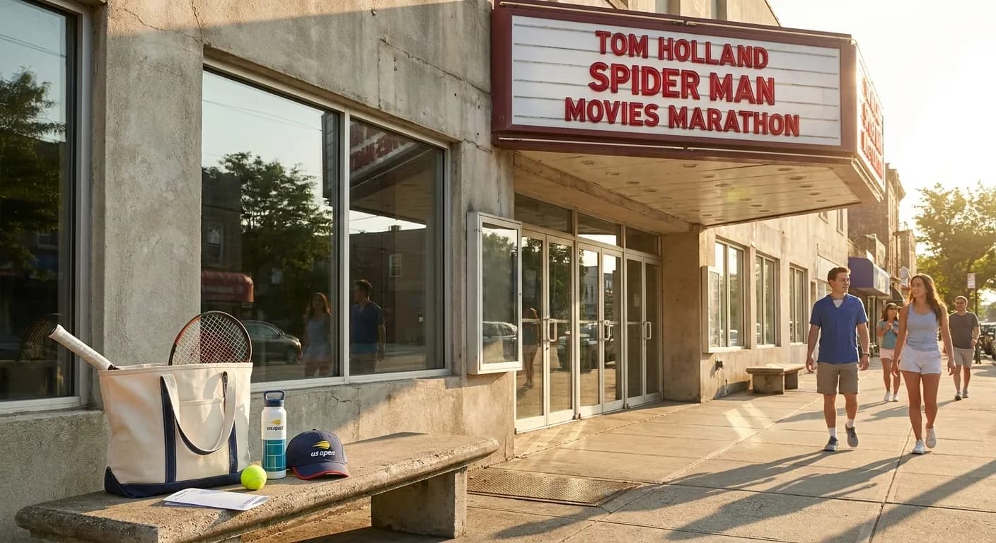 A bright Queens local-life scene connected to Tom Holland Spider Man Movies Marathon: NYC Cinemas Near US Open.