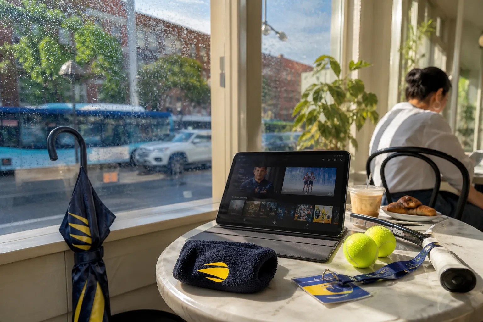 A bright New York local-life cover for The Last House Rainy-Day Streaming Stops Near US Open 2026, with US Open 2026 tennis details.
