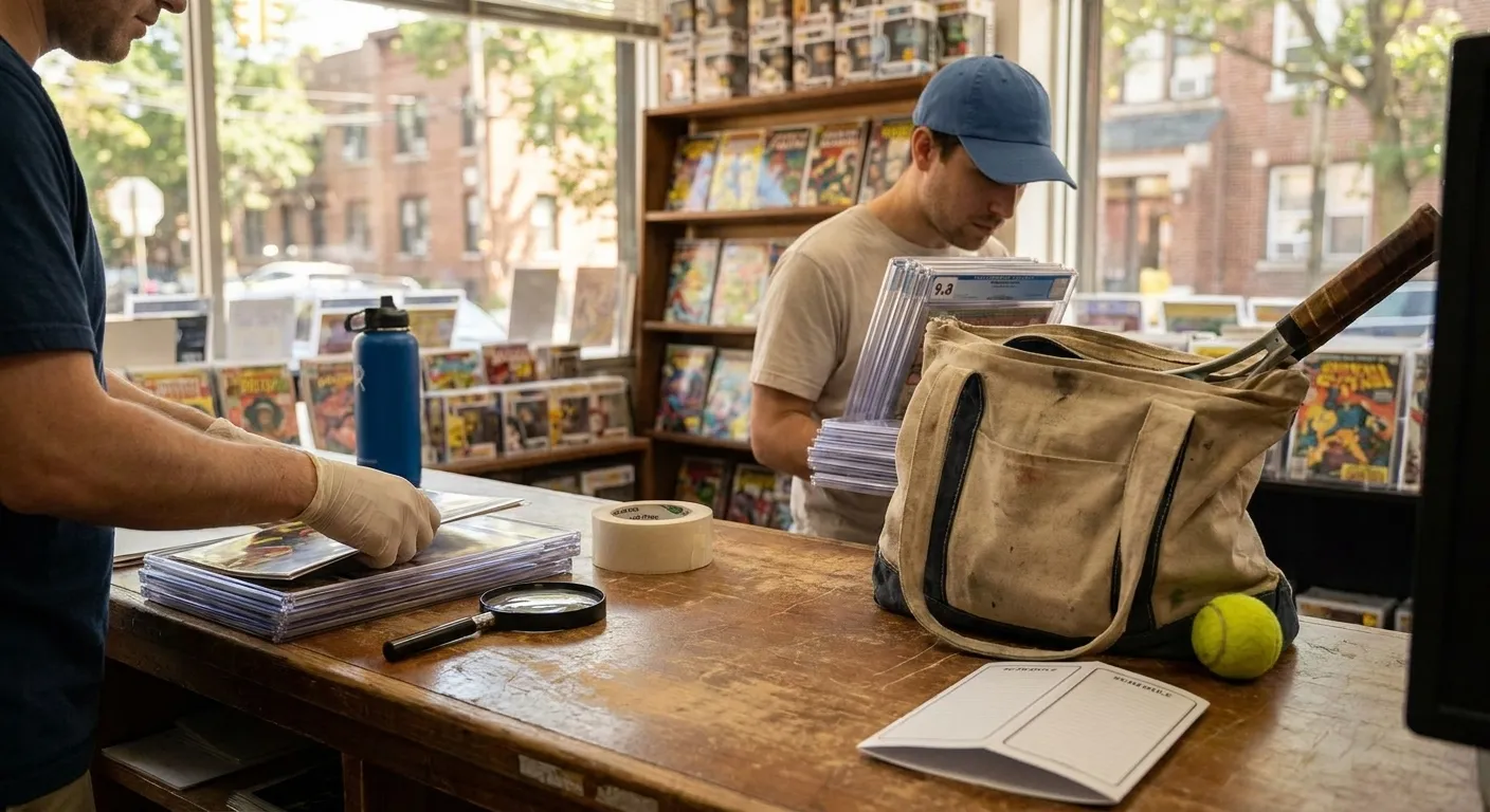 A bright Queens local-life scene connected to The Punisher Comic Grading Services Near 2026 US Open.