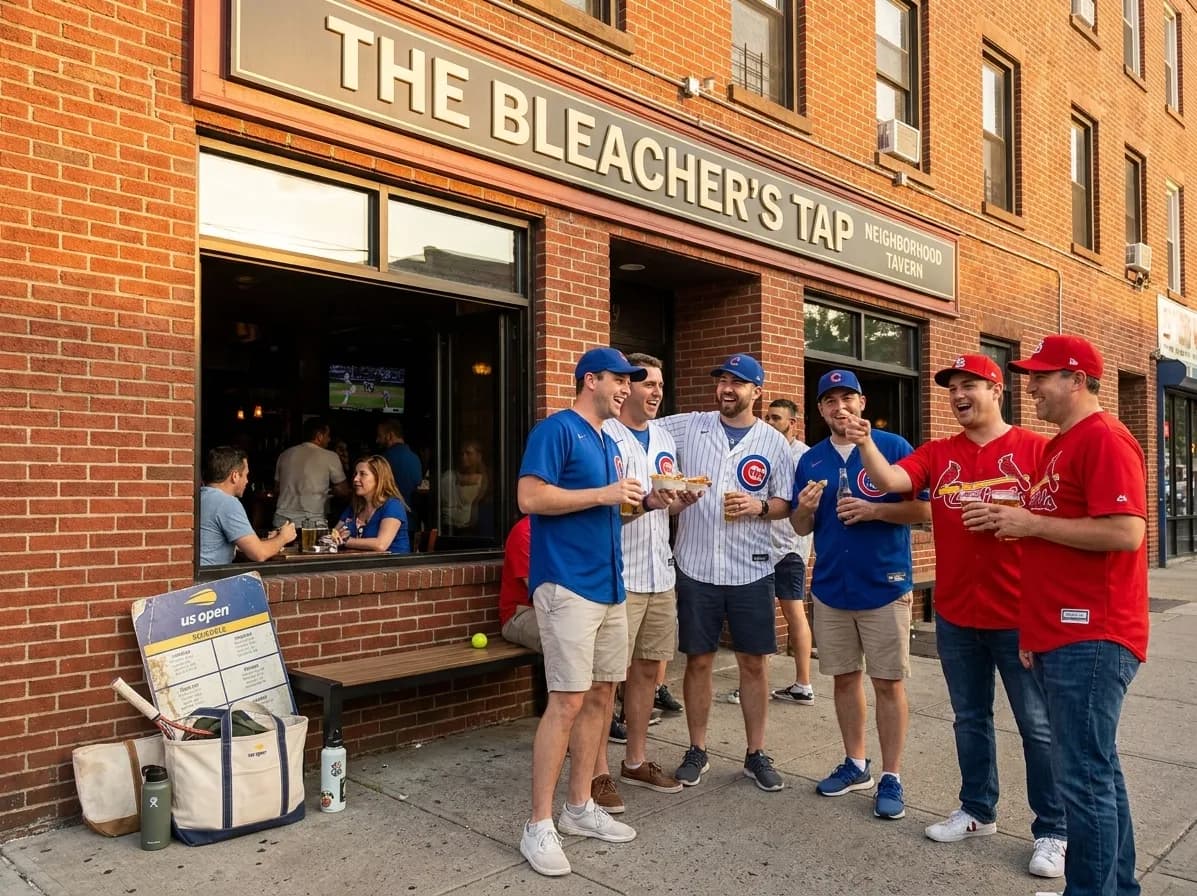A bright Queens local-life scene connected to Cubs vs Cardinals Tavern Hops After Queens Tennis Sessions.