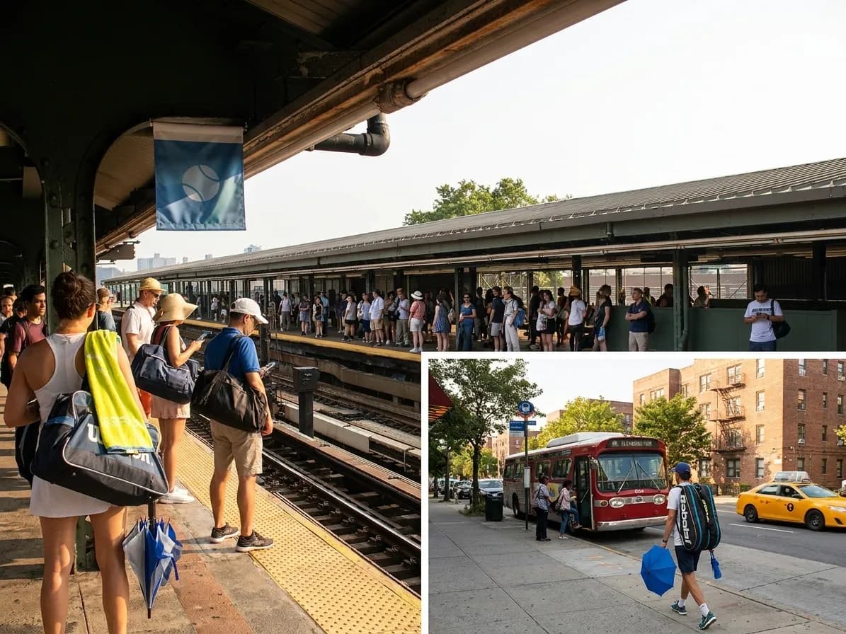 A distinct New York editorial scene inspired by mets willets point station, connected to US Open week.