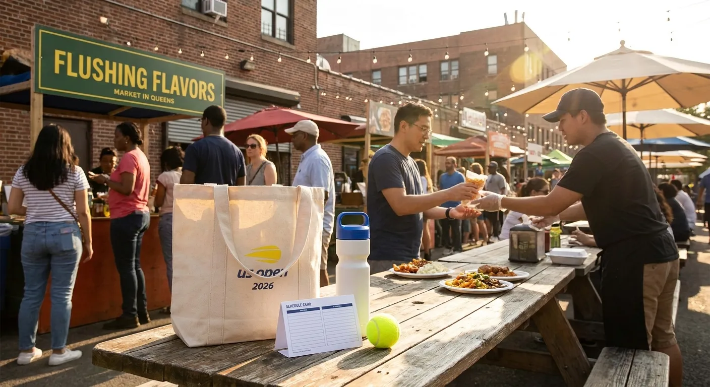 A bright Queens local-life scene connected to 72 Hours of Queens Food Around One US Open Session.