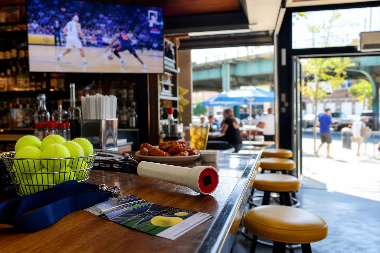 A bright New York local-life cover for Enes Kanter Basketball Debate Bars Near US Open 2026, with US Open 2026 tennis details.