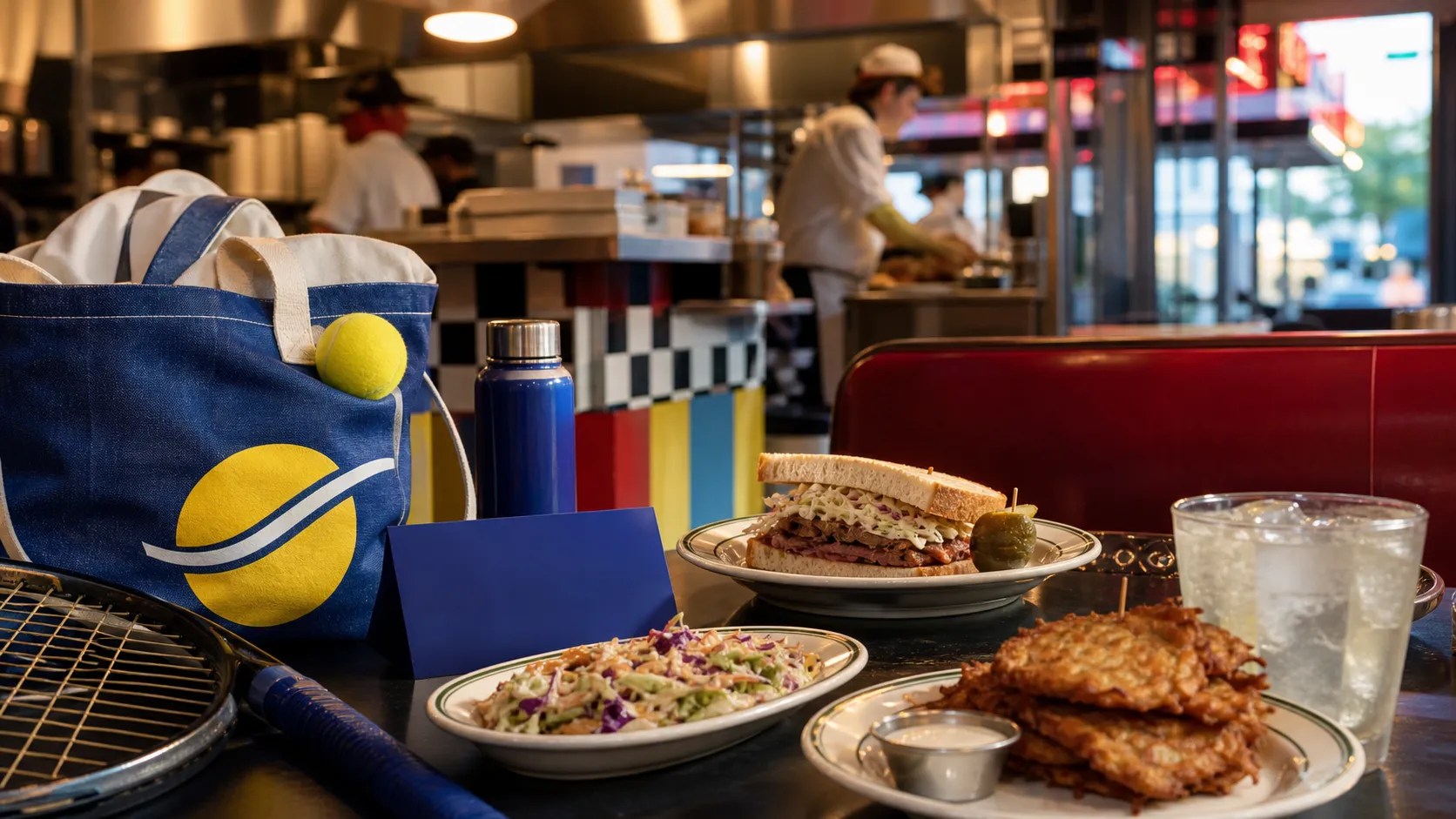 Bright New York local-life cover for Restaurant Chain Alternatives Near 2026 US Open Flushing Queens.