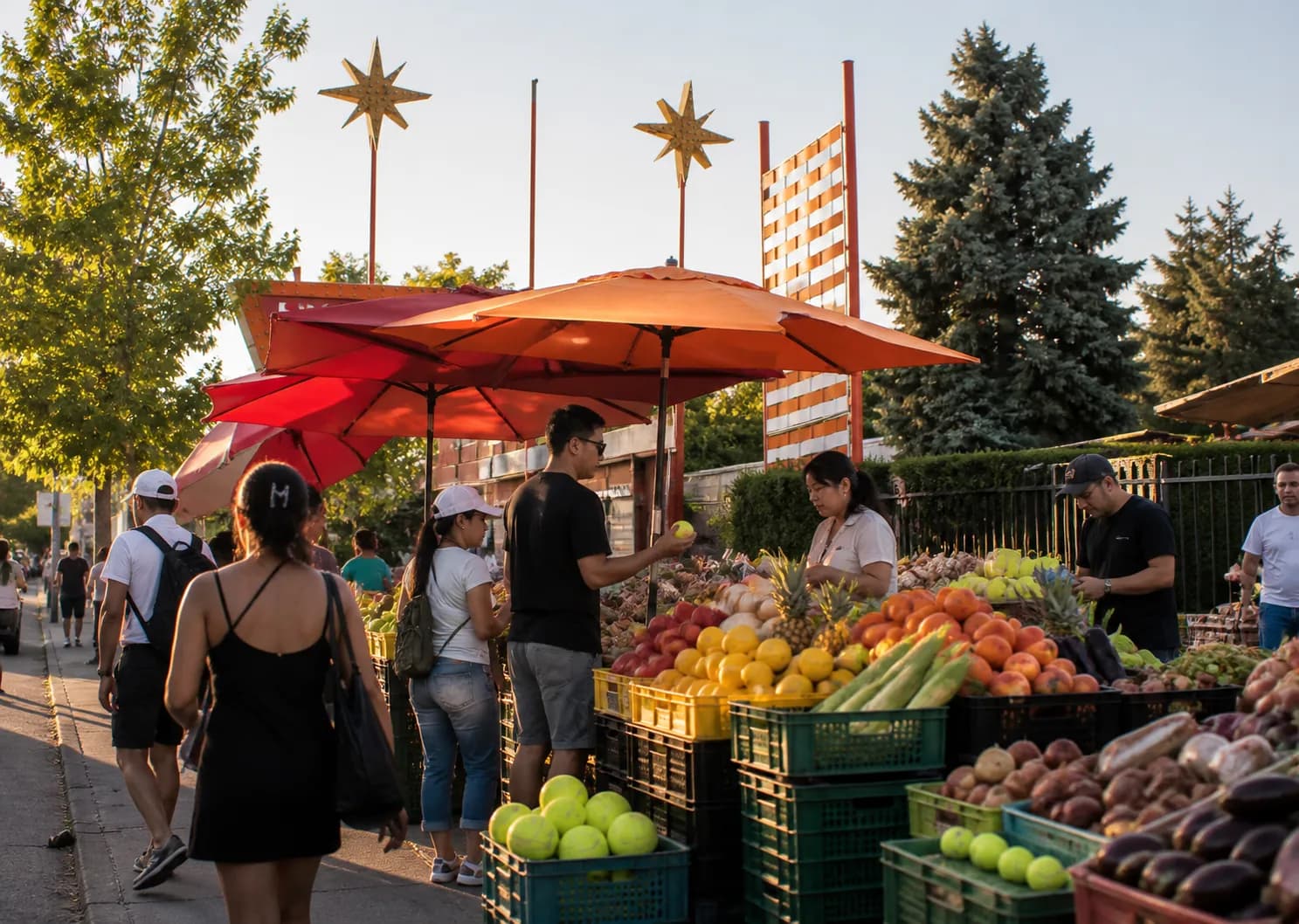 A bright Queens local-life scene connected to White Sox Vs Red Sox Near US Open 2026: Bright Street Markets Along Roosevelt Avenue.
