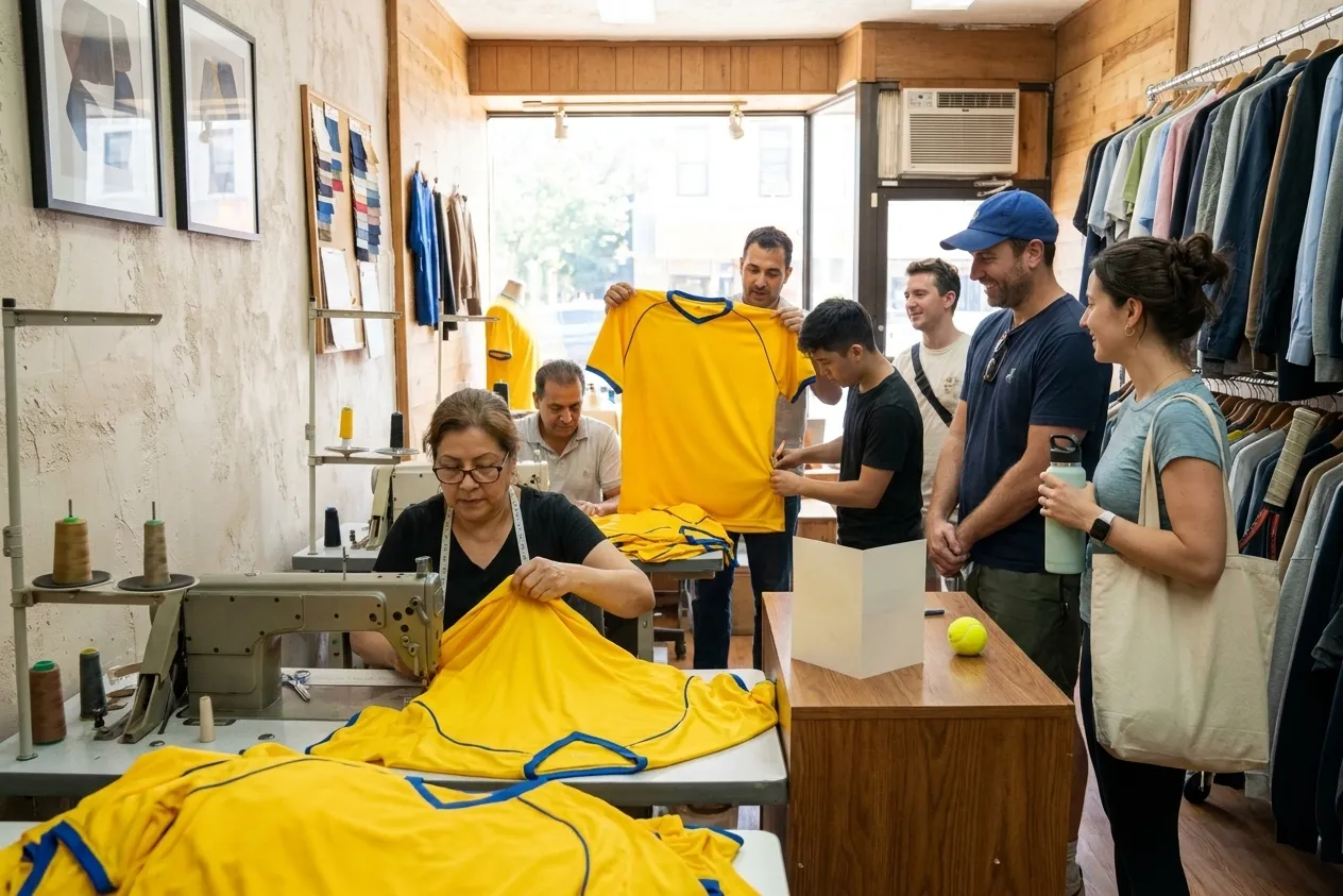 A bright Queens local-life scene connected to Leagues Cup Jersey Tailoring Shops Near 2026 US Open.