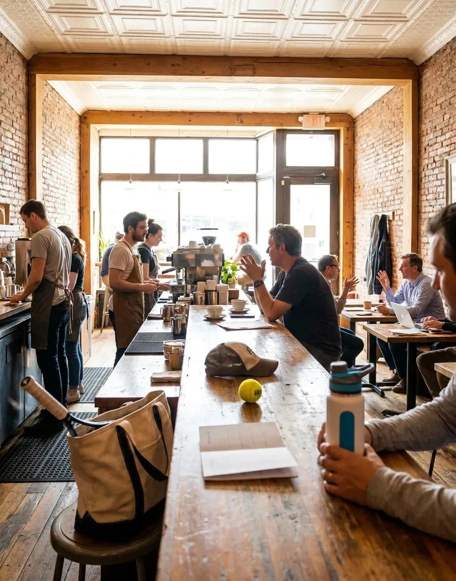Bright New York local-life cover for MLB Trades Discussion: Queens Coffee Shops for Baseball Talk Open Week.