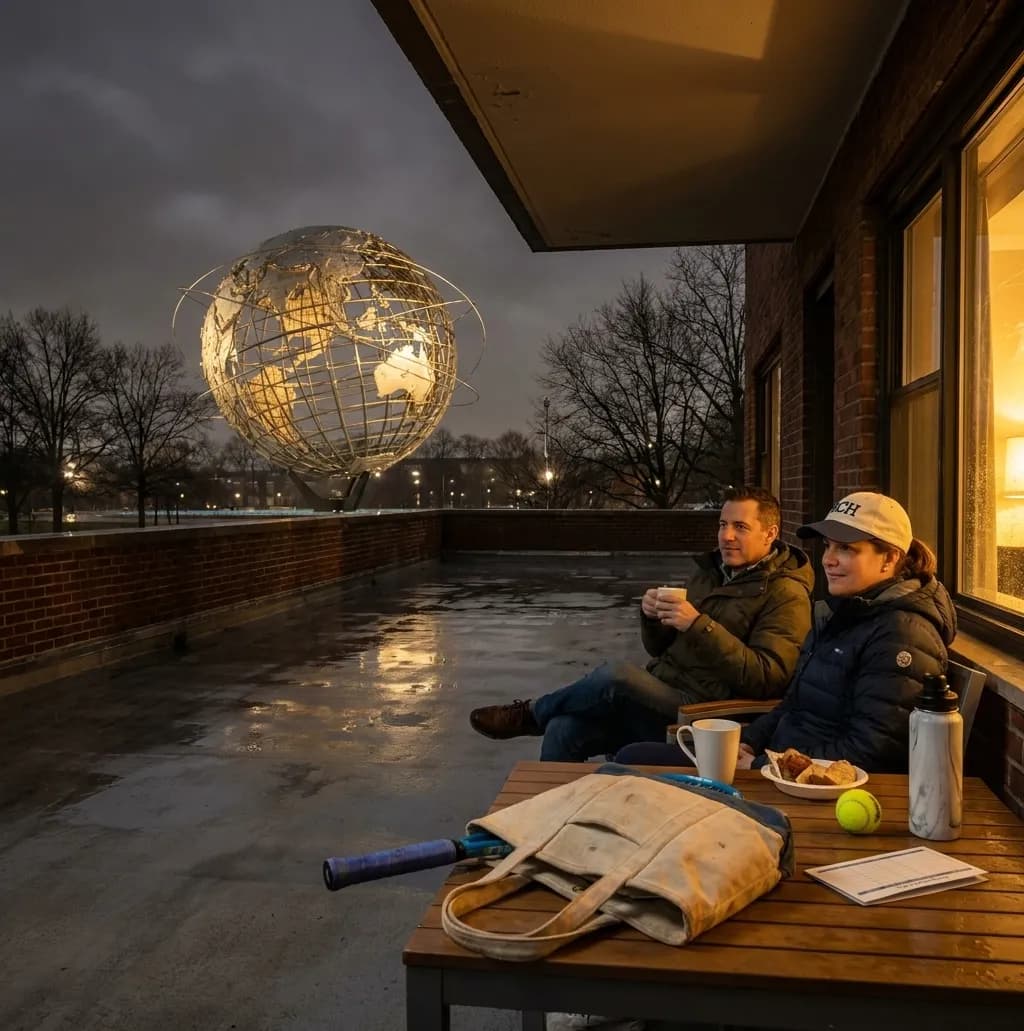 A bright Queens local-life scene connected to Ransom Canyon Hotel Night Plans After Rainy US Open Days.