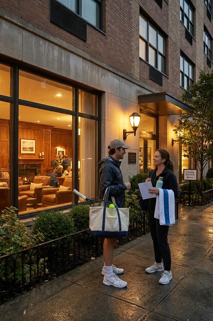 A bright Queens local-life scene connected to Ransom Canyon Hotel Night Plans After Rainy US Open Days.