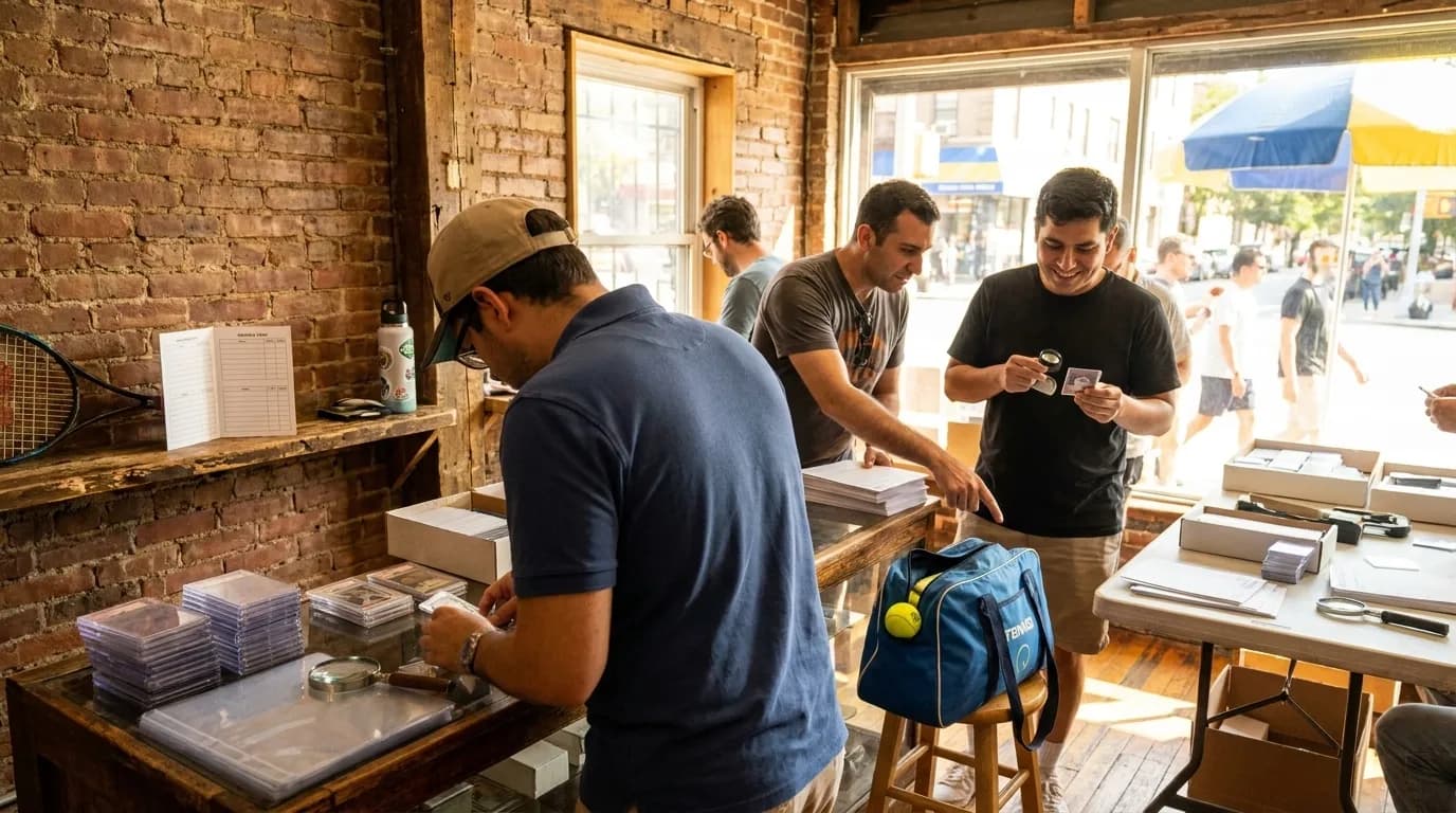 Bright New York local-life cover for George Lombard Jr Sports Card Grading Queens US Open.
